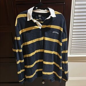 Men’s BDG Navy and Yellow Striped Rugby Shirt